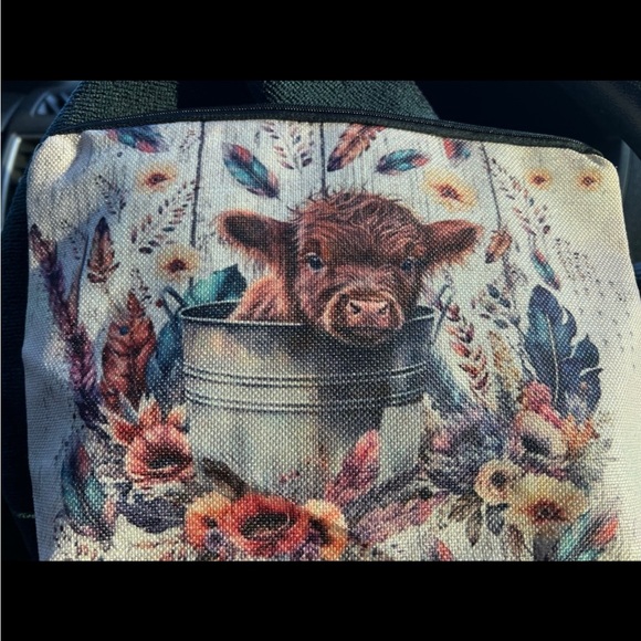 Cosmetic Bag/ Highland Cow/ Women Pouch/ Makeup/ Tools - Picture 4 of 5